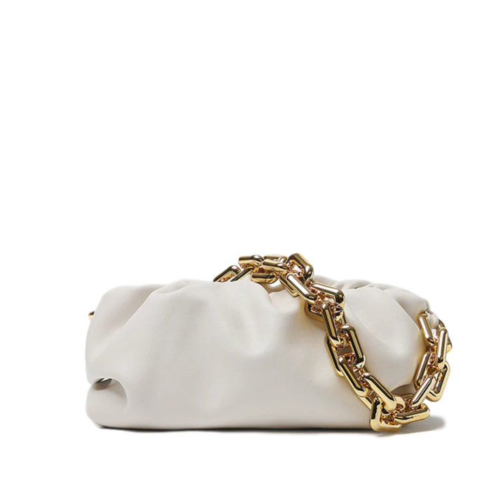 Women's Chain Pouch Bag Cloud-Shaped Dumpling Clutch Purse Ruched Chain Link Shoulder Handbag | Walmart (US)