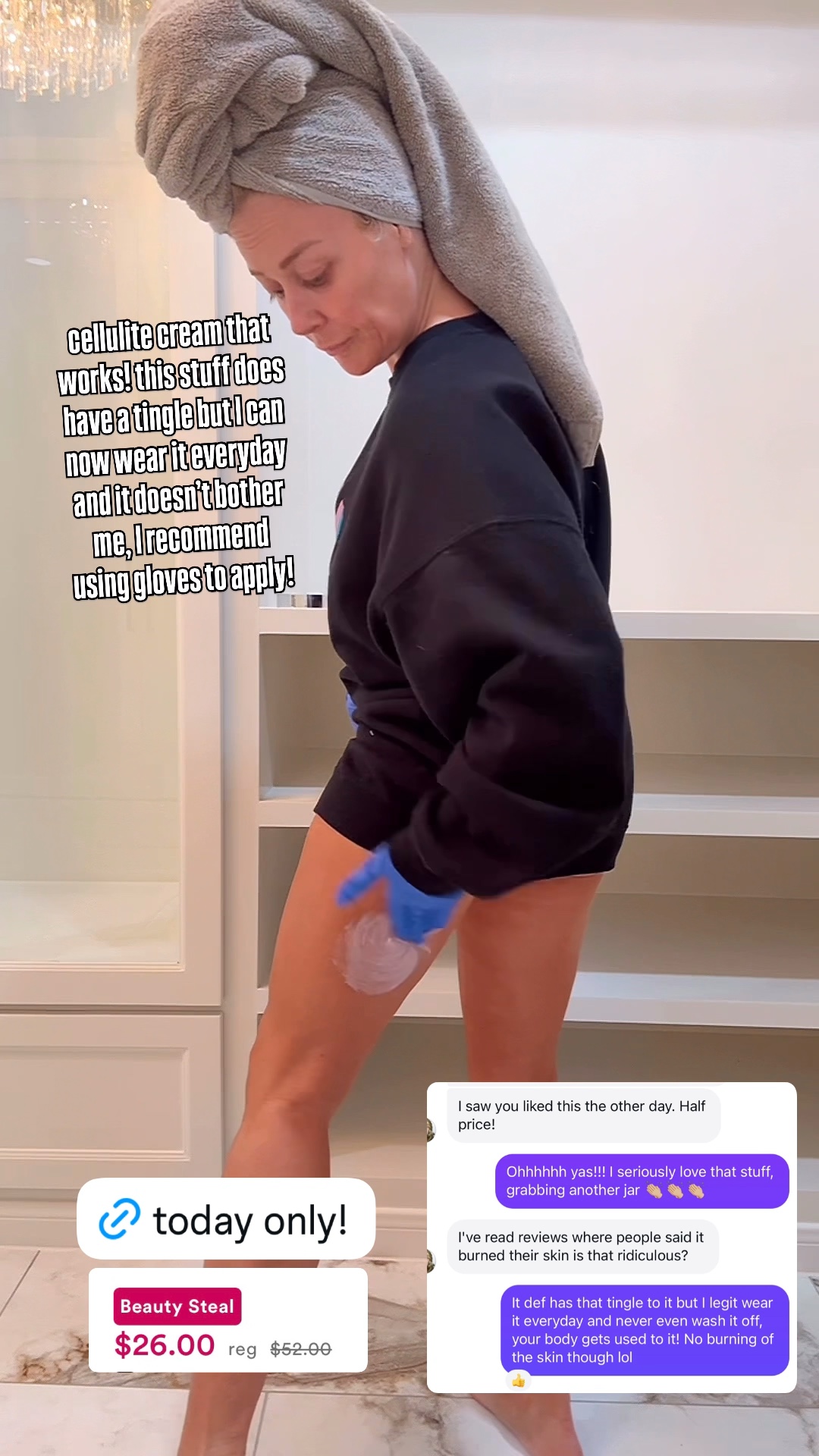 This cellulite cream burns so good and it’s 50% off today only 