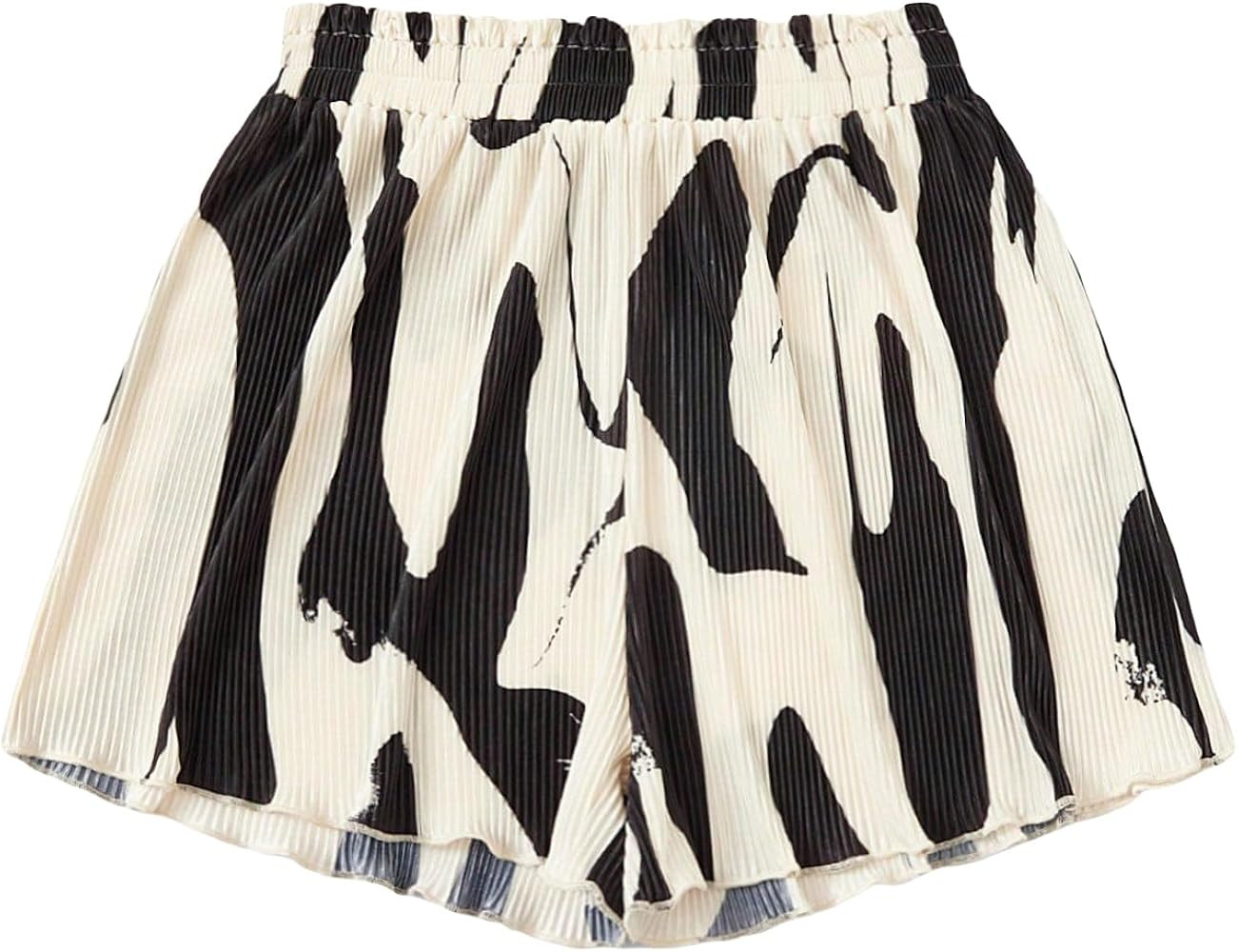 Verdusa Women's Plaid Boxer Shorts Elastic Waist Lettuce Trim Printed Wide Leg Loose Casual Gingh... | Amazon (US)