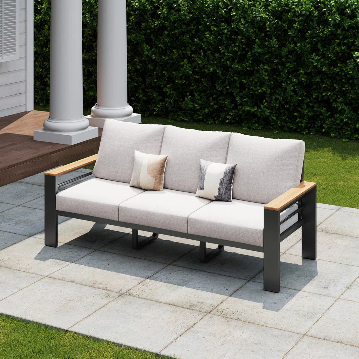 75" Modern Outdoor 3-Person Aluminum Sofa | Wayfair North America