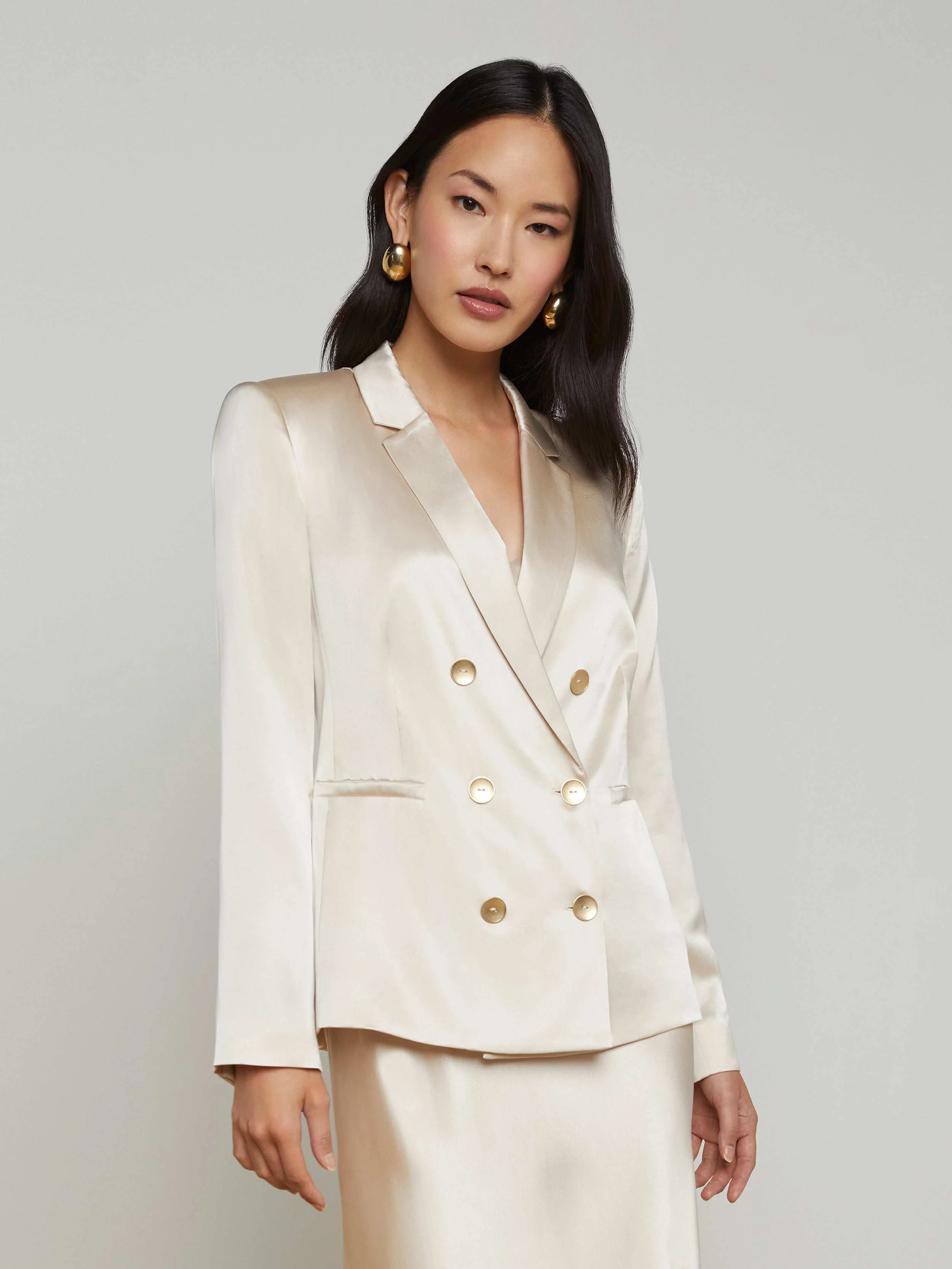 L'AGENCE - Colin Silk Blazer in Champagne | L'Agence