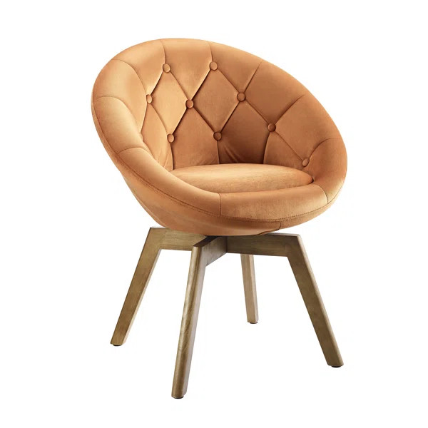 Kiowa 27.19" W Tufted Back Velvet Swivel Papasan Chair | Wayfair North America