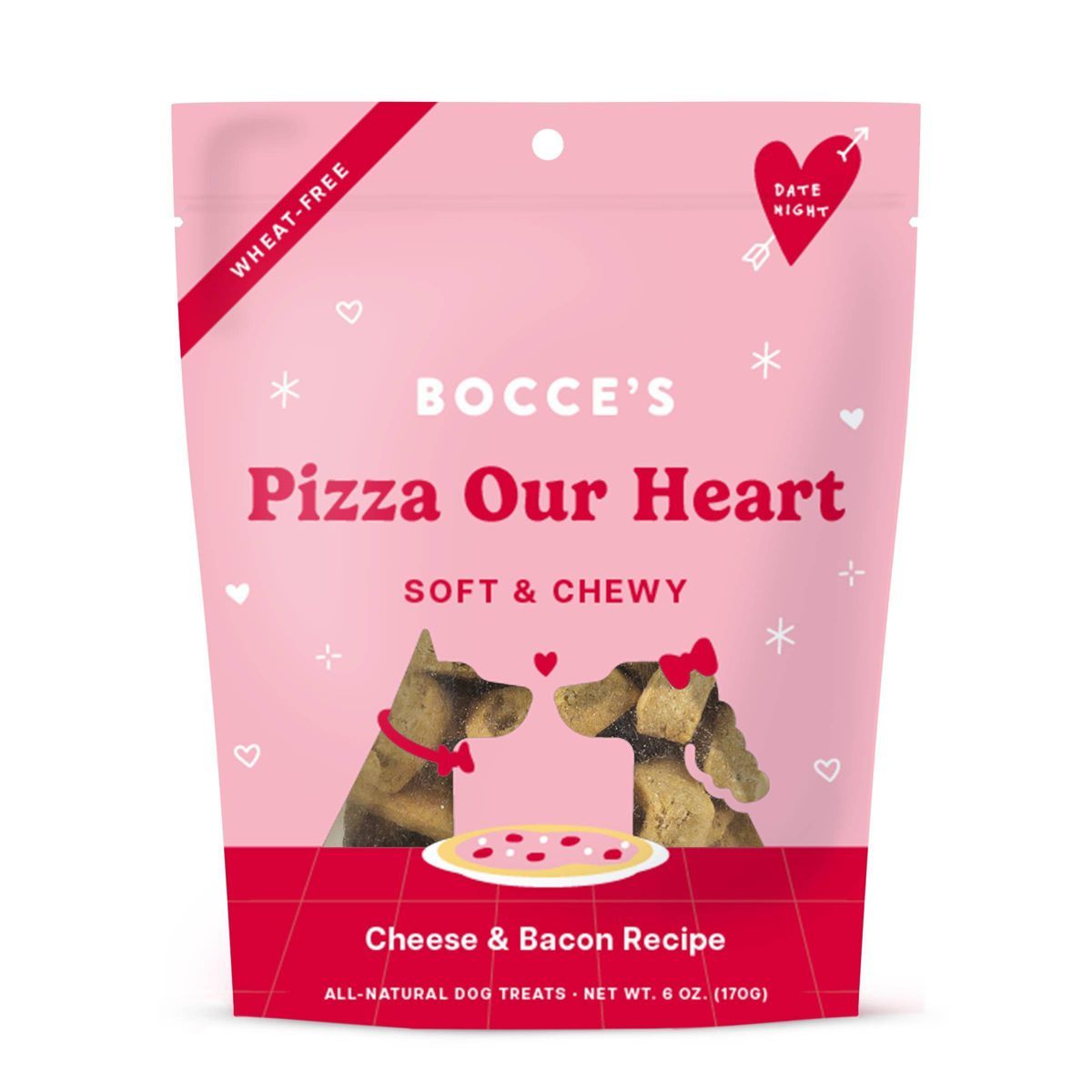 Bocce's Bakery Pizza Your All Ages Heart Soft & Chewy Dog Treat with Cheese, Pizza & Bacon Flavor... | Target