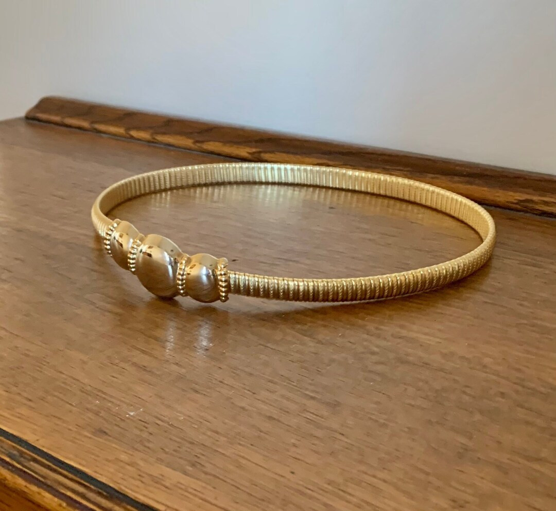 1980s Gold Serpentine Fashion Belt . Vintage 80s DAY LOR Gold Buckle and Stretch Waspie Statement... | Etsy (US)