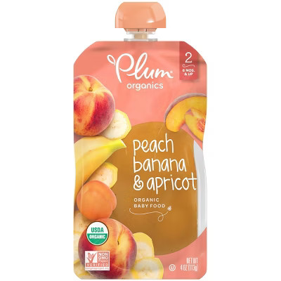 Plum Organics Stage 2 Peach Banana & Apricot Baby Food Pouch - (Select Count) | Target