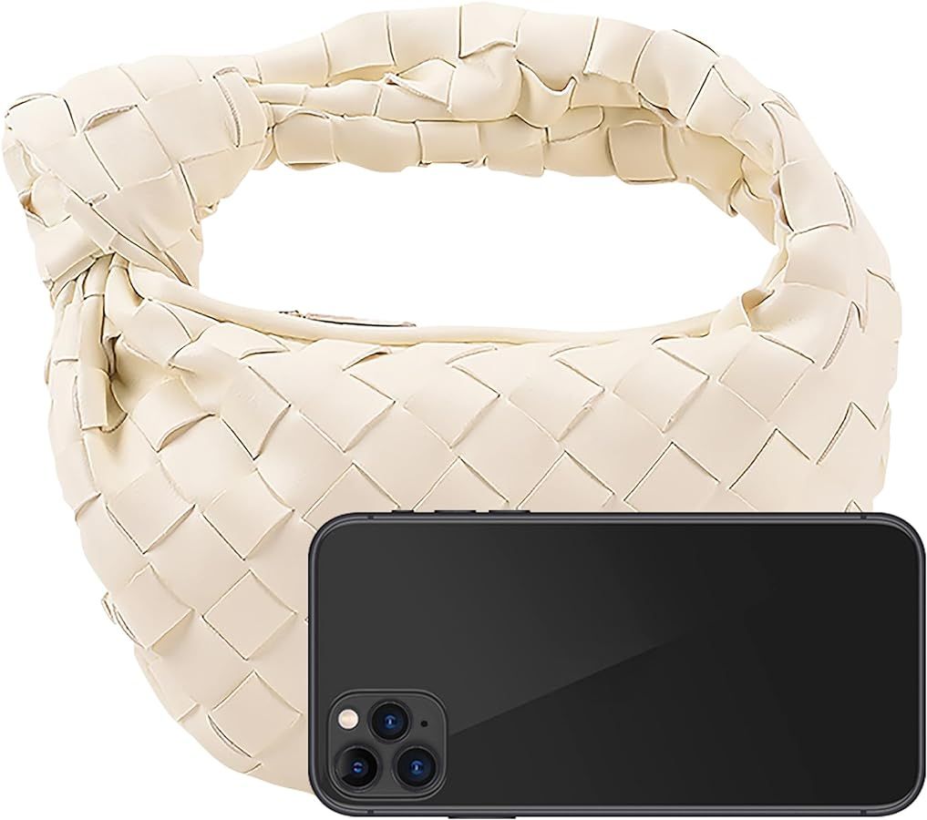 Knotted Woven Handbag for Women Mini Dumpling Hobo Bags Fashion Designer Faux Leather Clutch Purs... | Amazon (US)