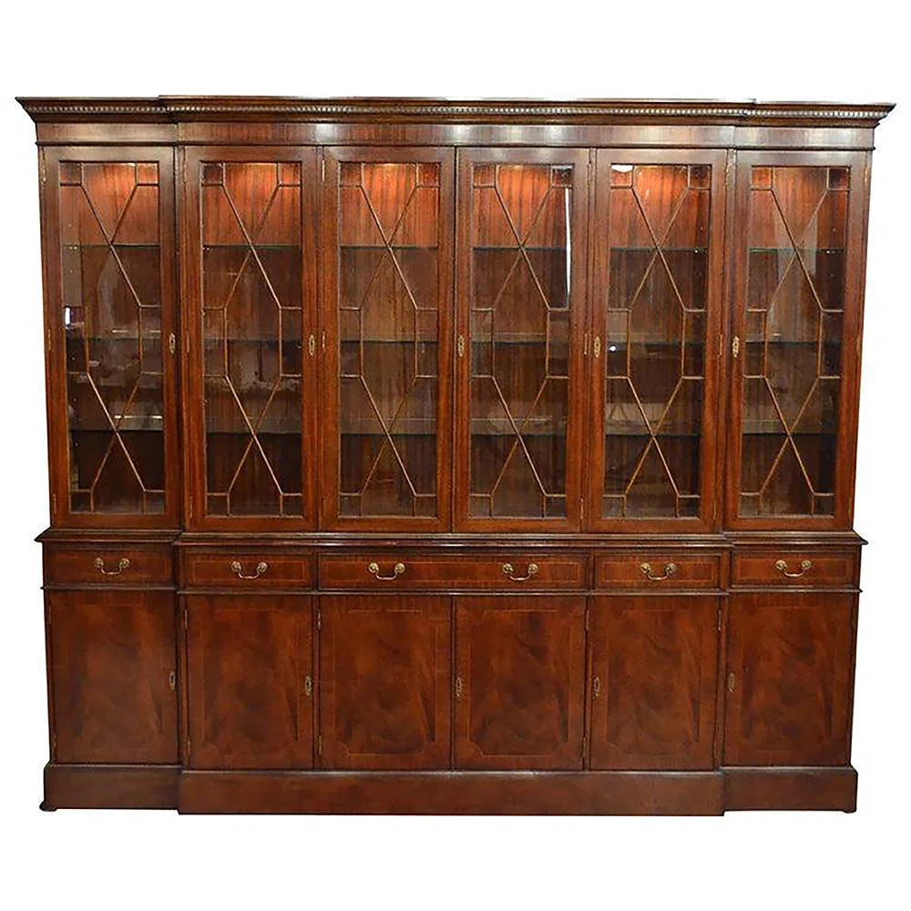 Large 6 Door Mahogany Breakfront China Cabinet | Perigold