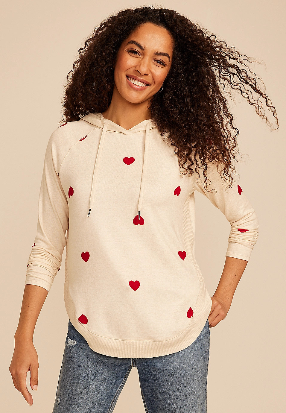 Haven Heart Print Hoodie | Maurices