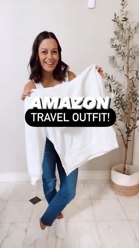 Travel outfit - airport outfit - amazon sweatshirt (true to size), white tank, Levi’s jeans (true to size), Nike sneakers (true to size to small), amazon carry on bag, amazon suitcase 

#LTKstyletip #LTKitbag #LTKtravel