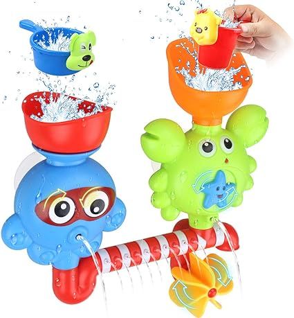 GOODLOGO Bath Toys Bathtub Toys for 2 3 4 Year Old Kids Toddlers Bath Wall Toy Waterfall Fill Spi... | Amazon (US)