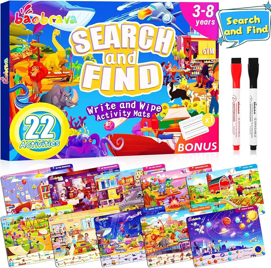 Baobrava Search and Find Game Books - Preschool Learning Activities for Kids Age 3-8, Travel Game... | Amazon (US)