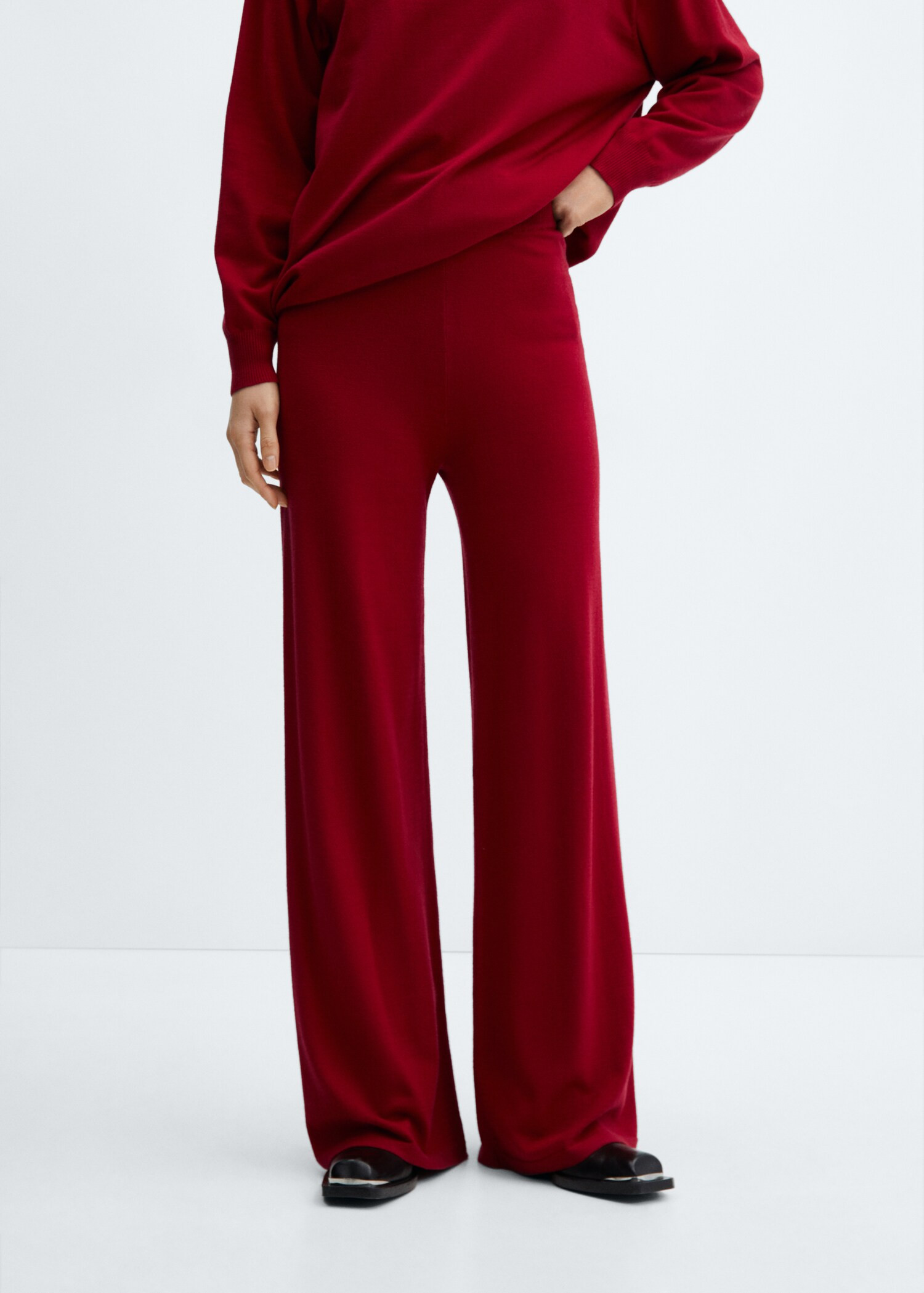 Knitted wideleg trousers | MANGO (UK)