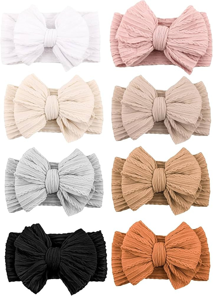 Niceye Handmade Baby Headbands Soft Stretchy Nylon Hair Bands with Bows for Newborn Infant Baby T... | Amazon (US)