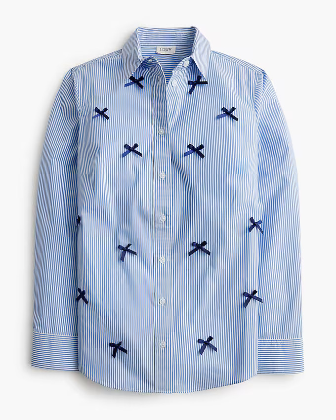Striped bow button-up shirt | J.Crew Factory