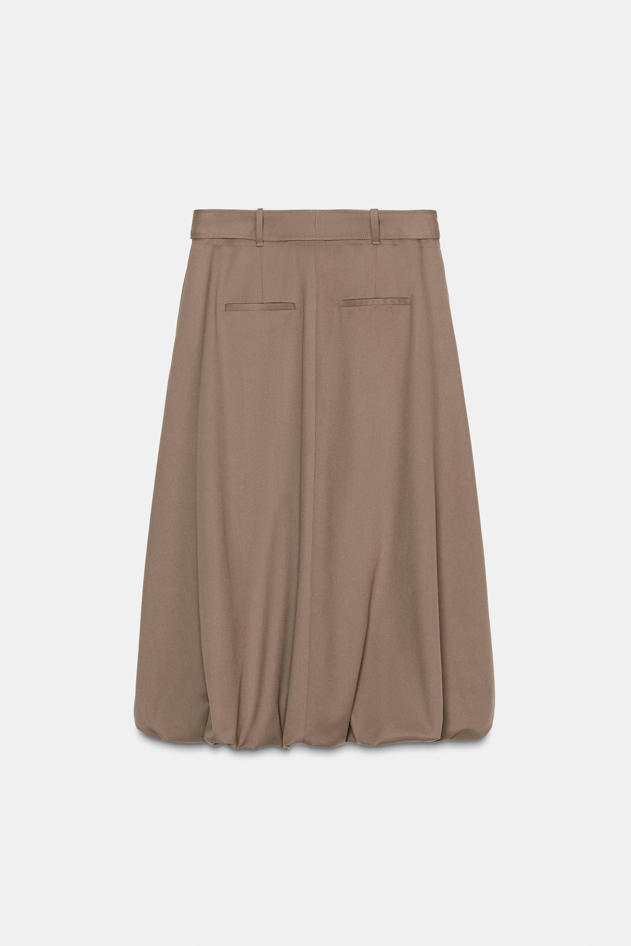 BELTED BALLOON MIDI SKIRT | Zara US