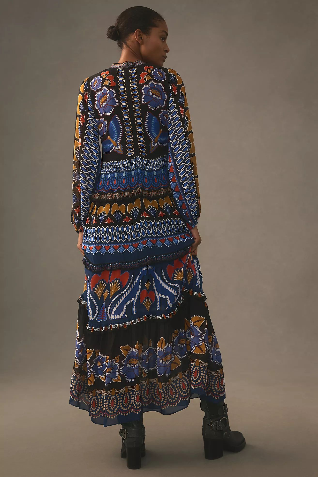 Farm Rio Ainika Sparkle Long-Sleeve Maxi Dress | Anthropologie (US)