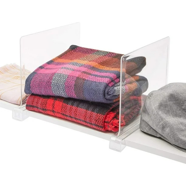 6-Pack Plastic Shelf Dividers Closet Wardrobe Storage Separator Organizers Clear - Walmart.com | Walmart (US)