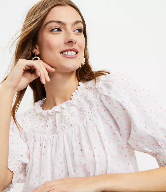 Clip Smocked Top | LOFT