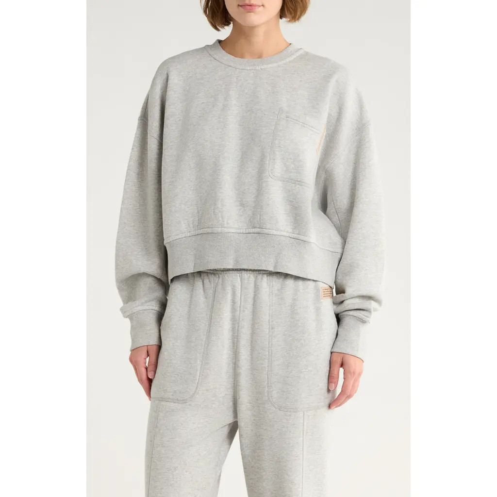 Lunya Silksweats Cotton & Silk Blend Sweatshirt in Napping Dove Heather at Nordstrom, Size X-Large | Nordstrom