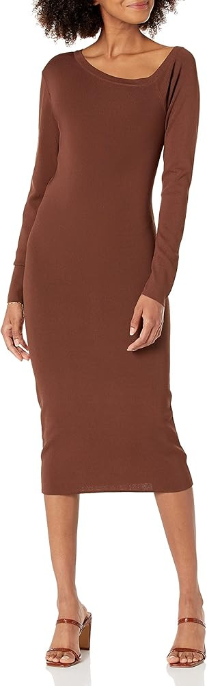 The Drop Women's Giselle Asymmetric Neckline Midi Sweater Dress | Amazon (US)