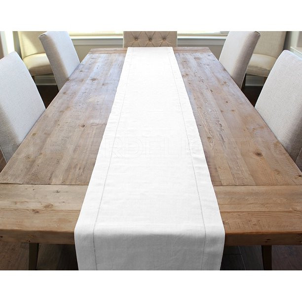 CleverDelights White Hemstitched Table Runner - 16" x 72" - 45/55 Cotton Linen Blend - Walmart.co... | Walmart (US)