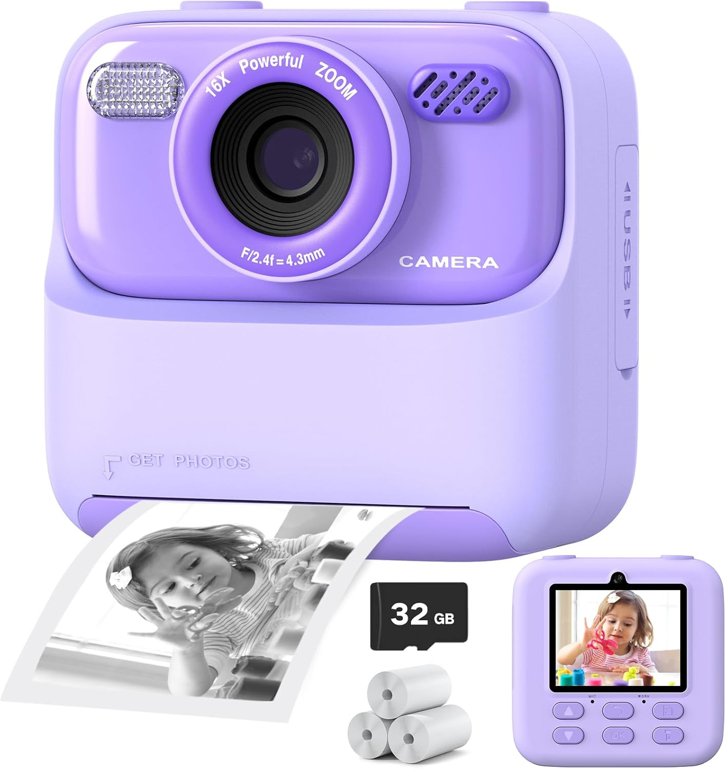 Upgrade Kids Camera Instant Print for Boys and Girls, 1080P HD Dual-Lens Selfie Digital Camera wi... | Amazon (US)