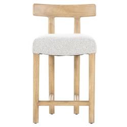 Bojana Rustic Lodge Off White Upholstered Performance Brown Wood Counter Stool | Kathy Kuo Home