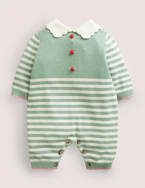 Knitted Elf Romper - Csarite Green Stripe Elf | Boden (US)
