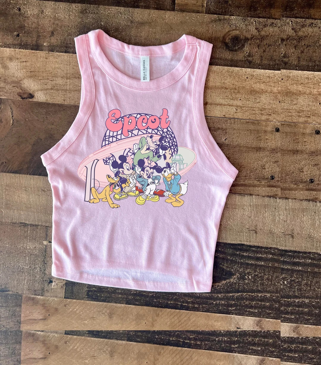 Retro Epcot Crop Tank, Disney Epcot Baby Tee, Spaceship Earth Pink Mickey Friends, Womens Cute Di... | Etsy (US)