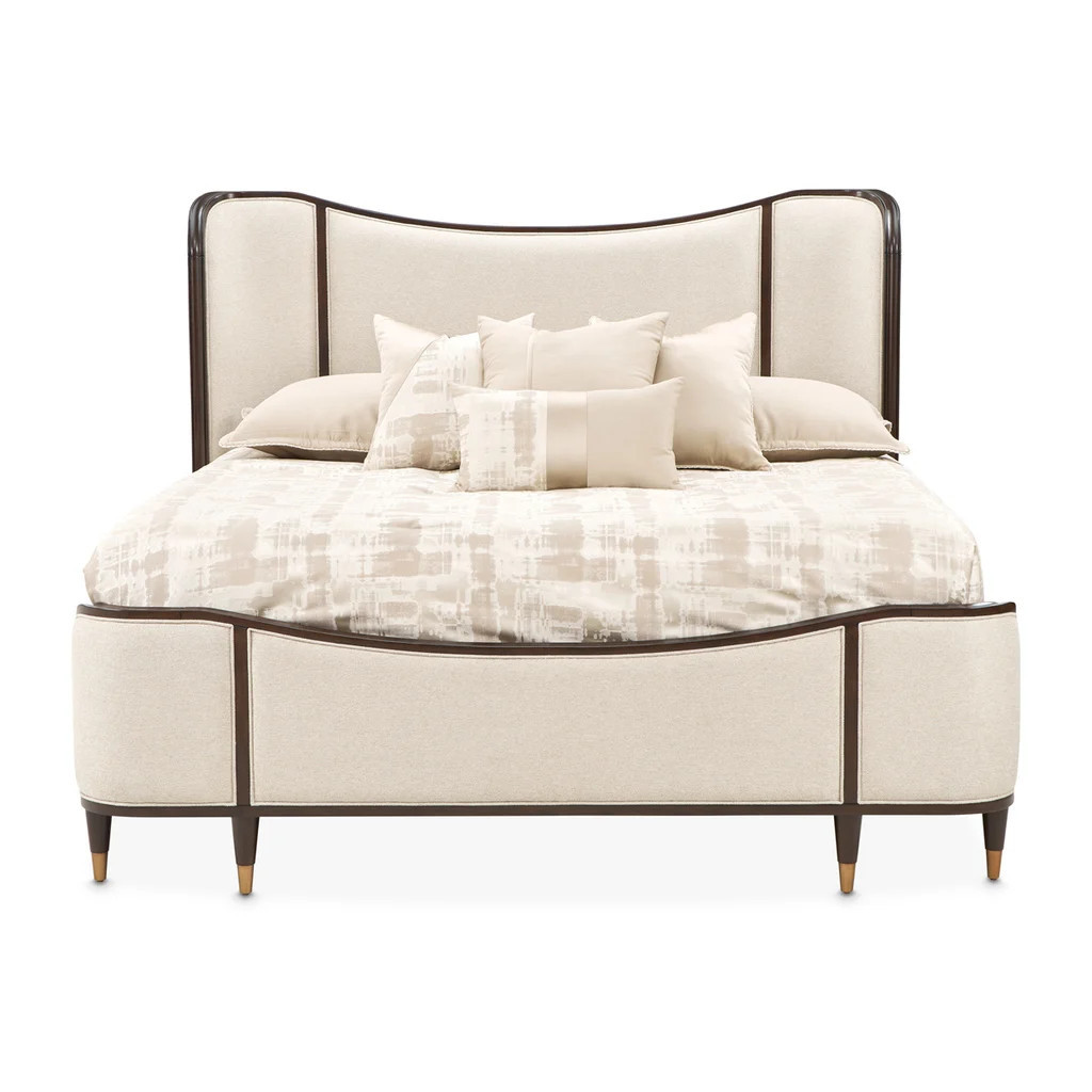 Camellia Field King Upholstered Bed In Linen and Warm Pecan | 1stopbedrooms