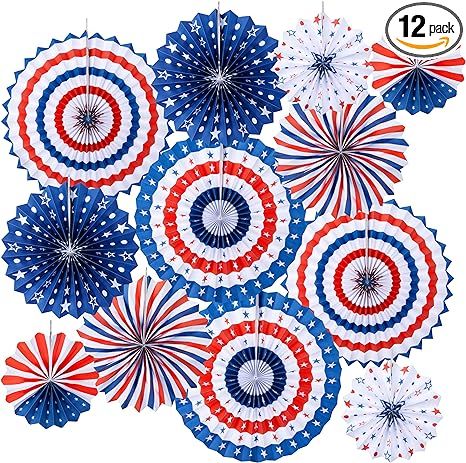 Homarden Patriotic 4th of July Decorations - USA Themed Party Supplies - Patriotic Hanging Paper ... | Amazon (US)