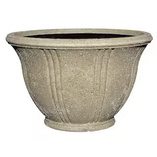 22 in. Natural Lava Stone Low Dorset Pot Planter | The Home Depot