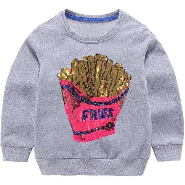 French Fries Grey Sweatshirt, Grey | Maisonette