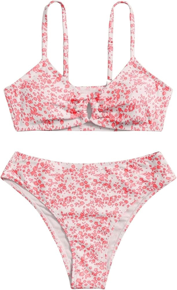 QJQ Girl's 2 Piece Swimsuits Disty Floral Ring Linked Bathing Suit Cute Bikini Sets | Amazon (US)