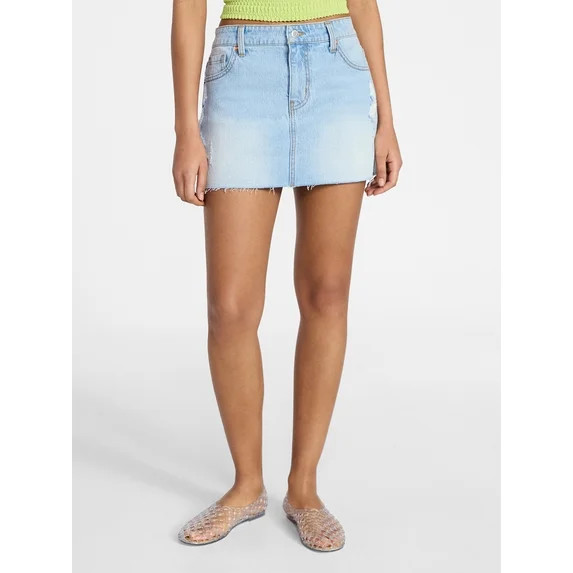 No Boundaries Denim Mini Skirt, Women's XXS-XXL | Walmart (US)