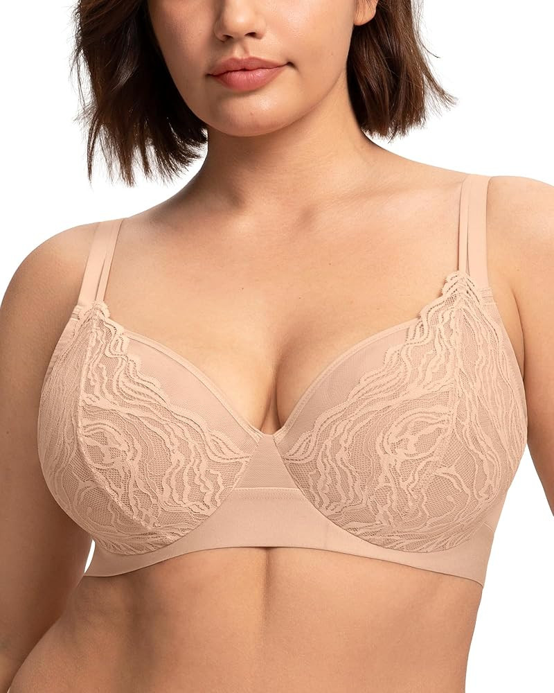 HSIA Minimizer Bras for Women Full Coverage Lace Plus Size Underwire Unlined Mesh Bra for Big Bus... | Amazon (US)