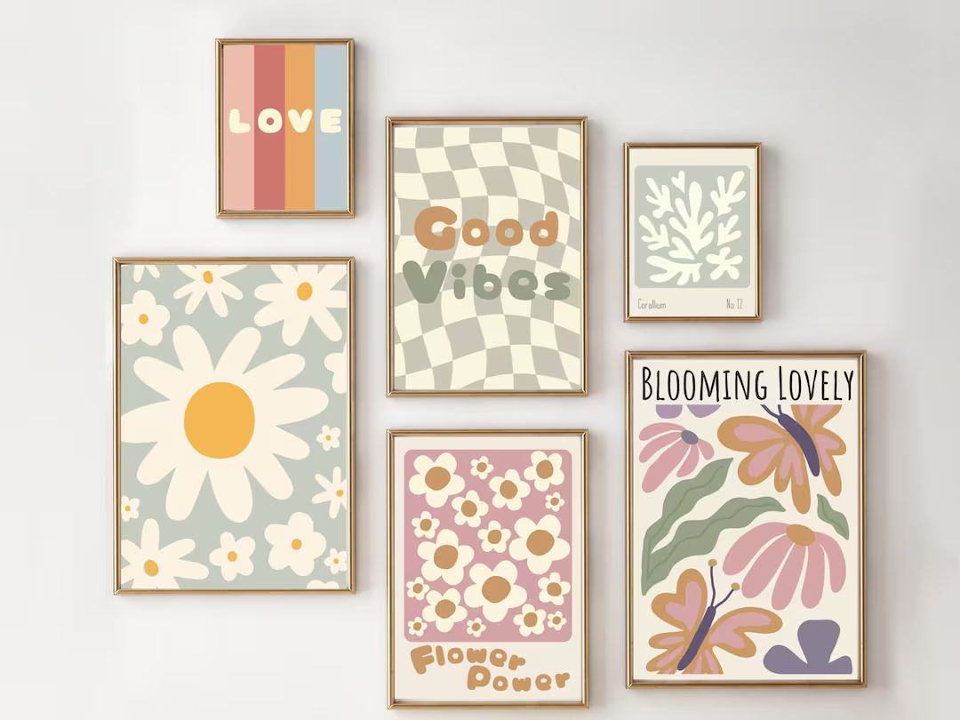 Set of Teen and Tween Girls Room Prints. Flower Power and Love - Etsy | Etsy (US)