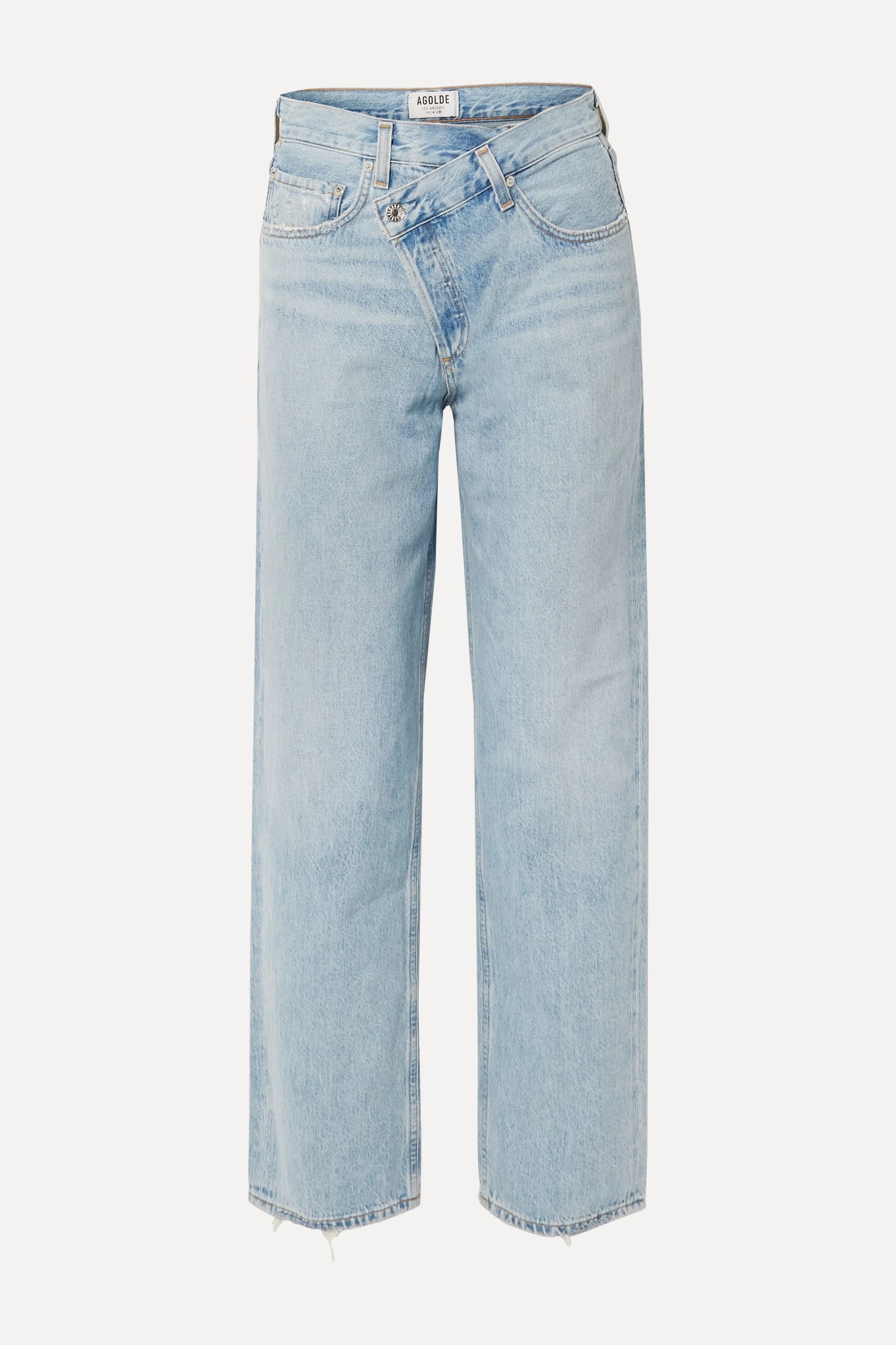 Heller Denim Criss Cross Upsized hoch sitzende Jeans mit weitem Bein in Distressed-Optik | AGOLDE... | NET-A-PORTER (UK & EU)
