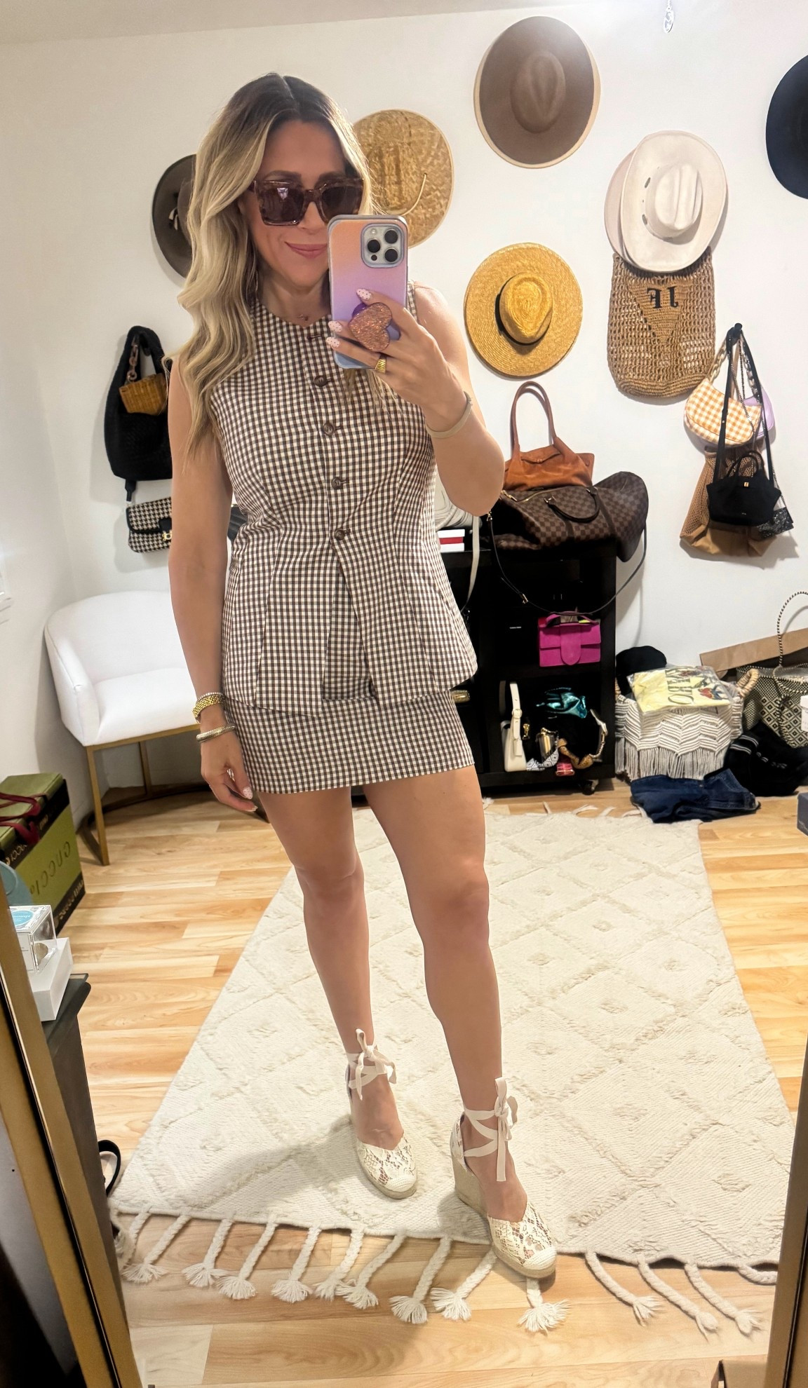 The cutest set 🤎 the skort is so cute but it also comes in shorts if you prefer that! This set is rented from @fashionpass but you can purchase there as well. 🙌Runs true to size and wearing a size medium. This could be worn to work with tights, to brunch and be fun with some riding boots 👢 

#LTKSeasonal #LTKWorkwear #LTKootd