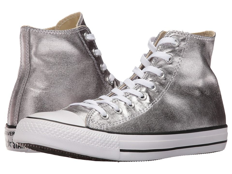 Converse - Chuck Taylor(r) All Star(r) Metallic Canvas Hi (Gunmetal/White/Black) Athletic Shoes | Zappos