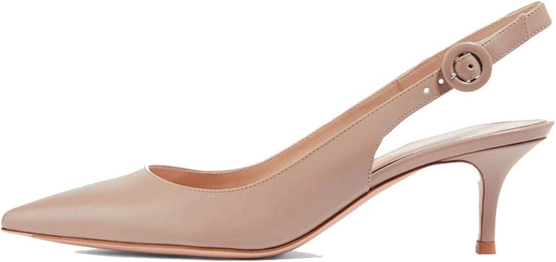 Slingback Pumps, Women's Pointed Toe Low Heel Sandals Slingback Strap Kitten Heel Pumps Evening Party Wedding Shoes | Amazon (US)