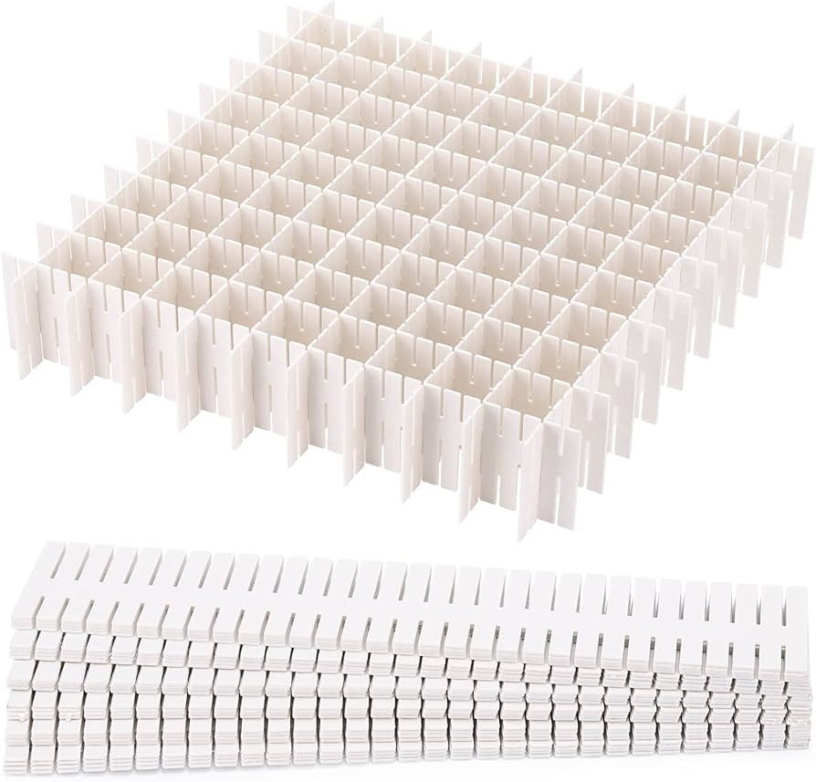 acDesign 40Pcs Grid Drawer Dividers, Adjustable Drawer Organizer for Socks, Underwear, Lingerie, ... | Amazon (US)