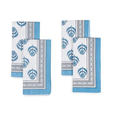 Blue Blooms Block Print Cotton Napkins | Wayfair North America