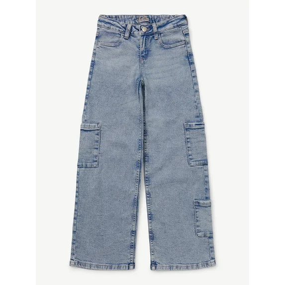Justice Girls Cargo Wide Leg Jeans, Sizes 6-18, Slim & Plus | Walmart (US)