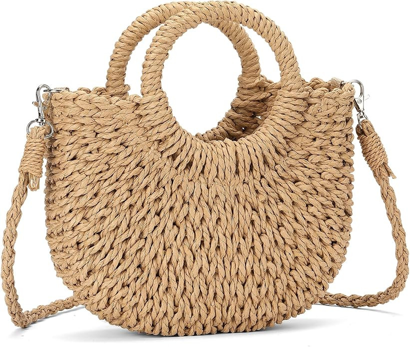 RNIEGA Small Straw Crossbody Bag for Women Woven Summer Shoulder Phone Purse Beach Handbag for Va... | Amazon (US)
