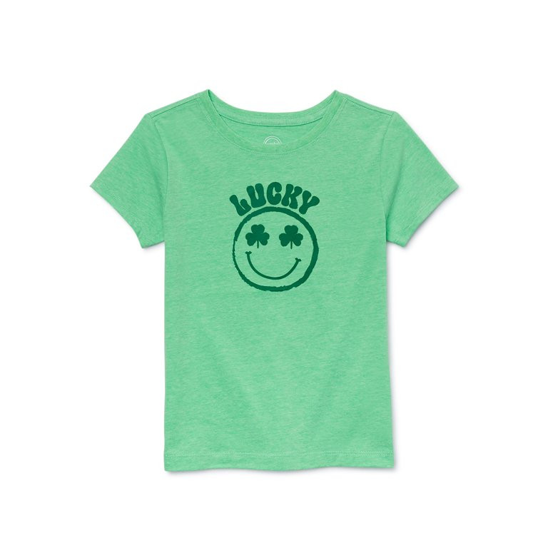 Wonder Nation Girls Saint Patrick's Day Tee with Short Sleeves, Sizes 4-18 | Walmart (US)