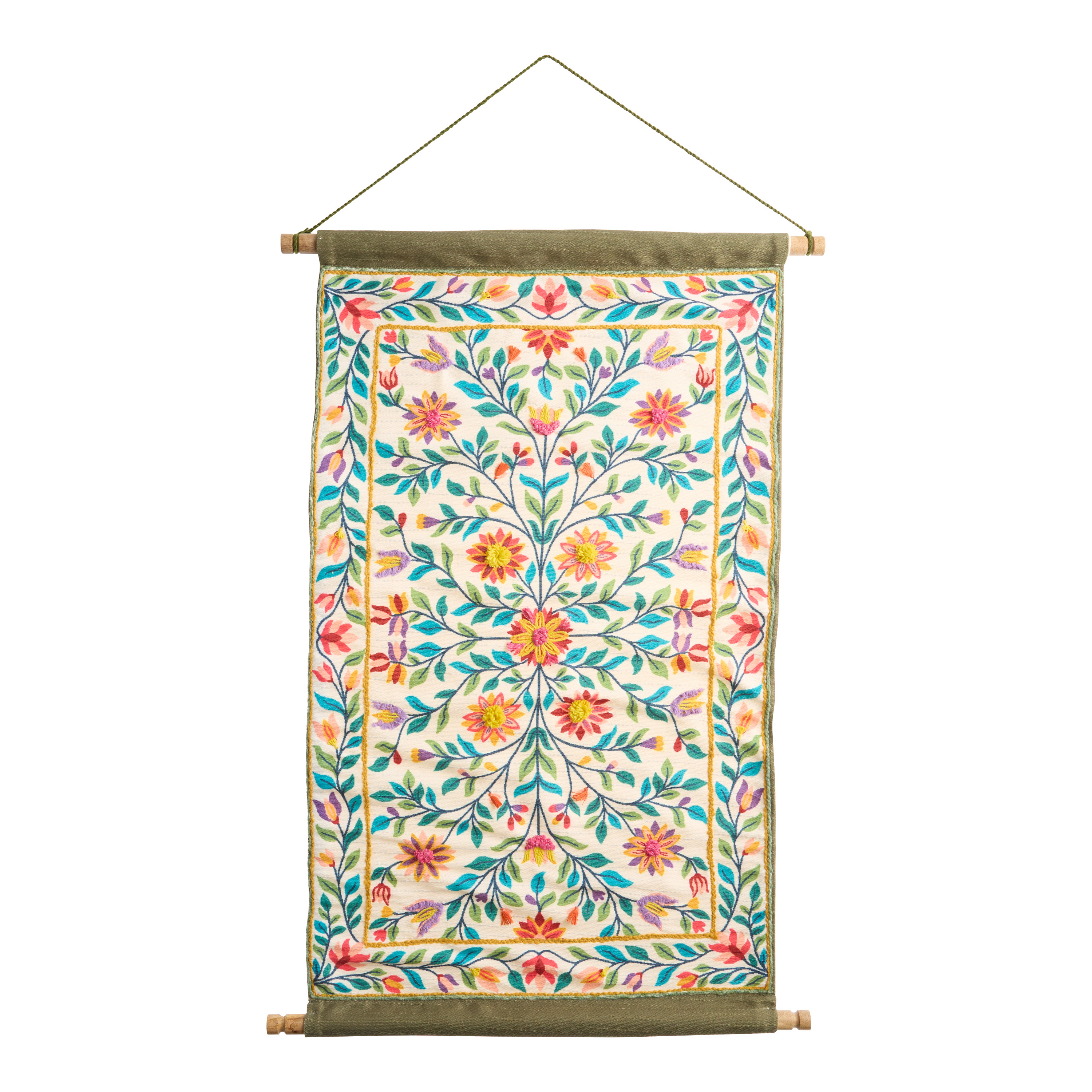 Multicolor Floral Textile Scroll Wall Hanging | World Market
