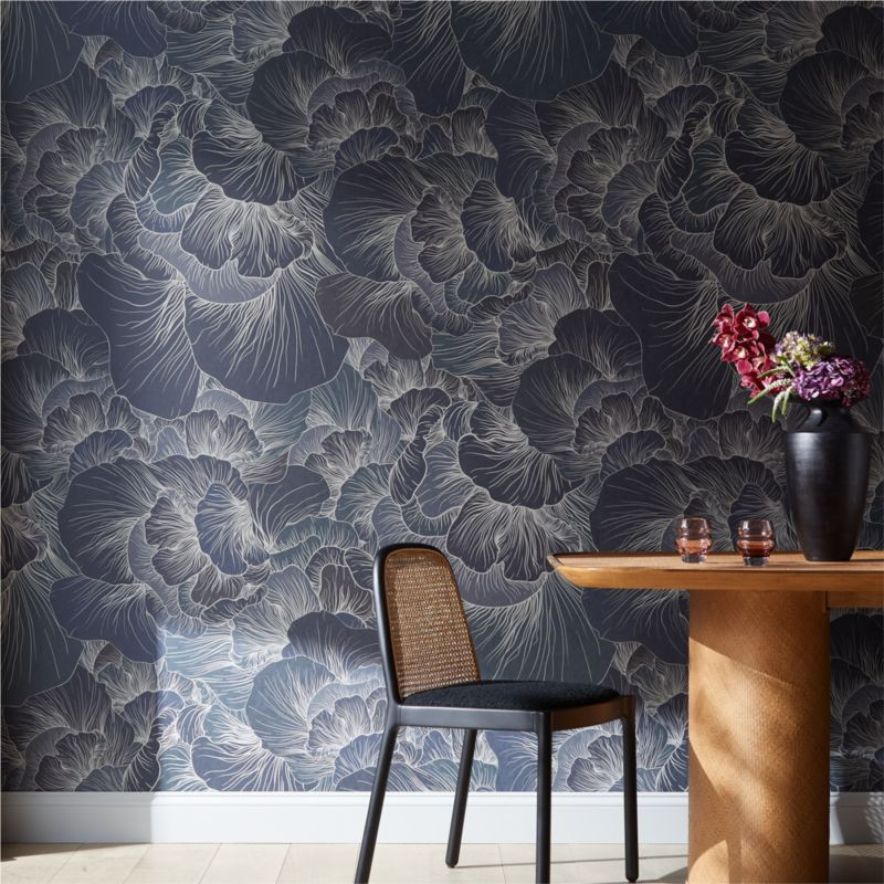 Venation Navy Wallpaper + Reviews | CB2 | CB2