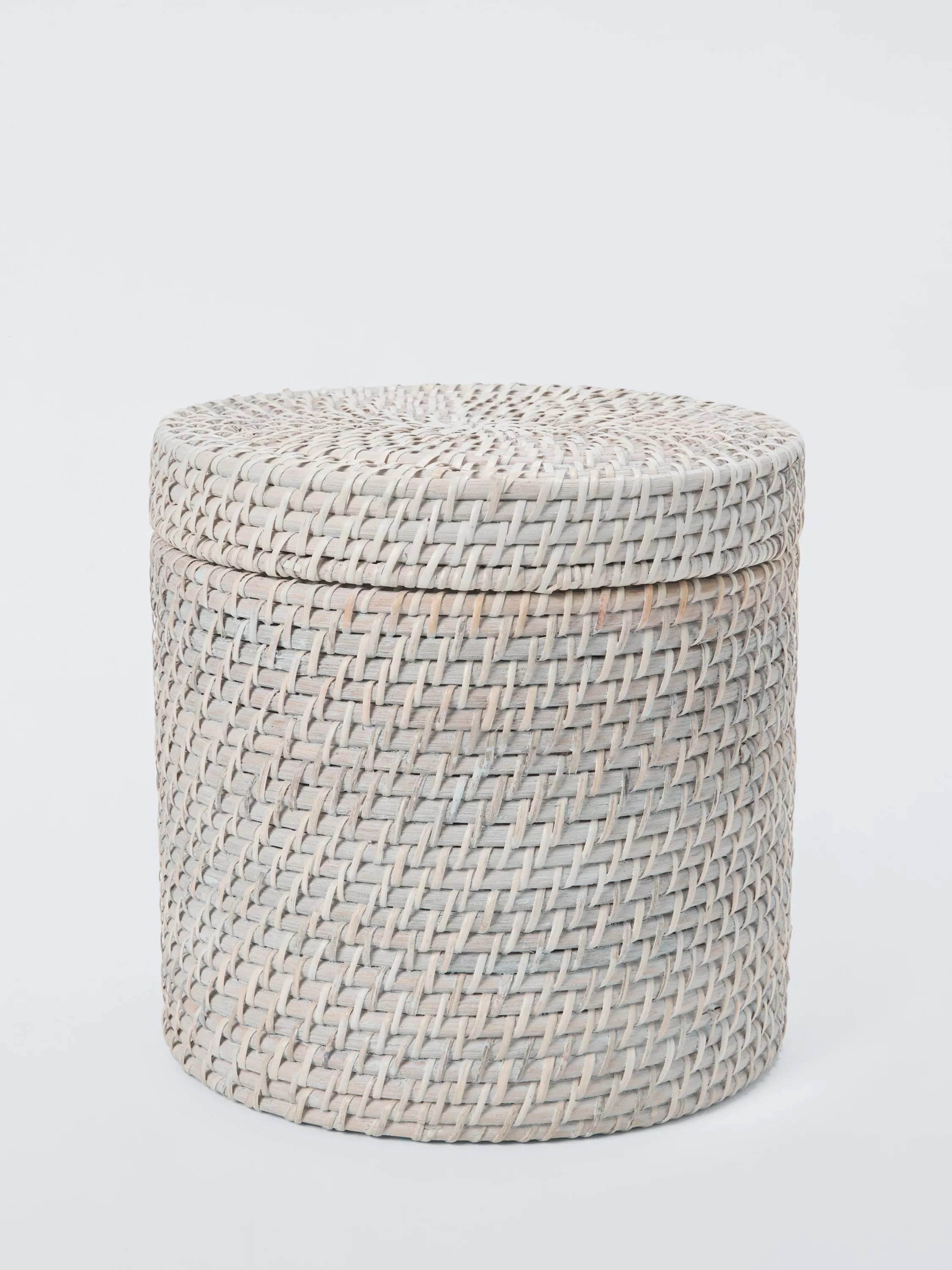 John LewisLidded Rattan Storage Basket, Whitewash | John Lewis (UK)