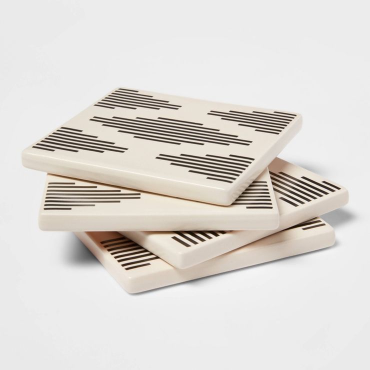 4pk Stoneware Modern Diamond Coasters - Threshold™ | Target